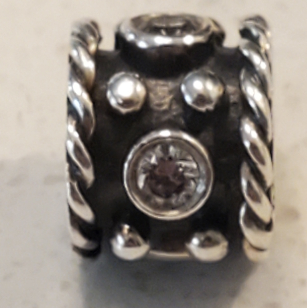 PANDORA Retired Sterling Silver Oxy Crown with Clear Zirconia 925 ALE CHARM BEAD - Picture 5 of 9